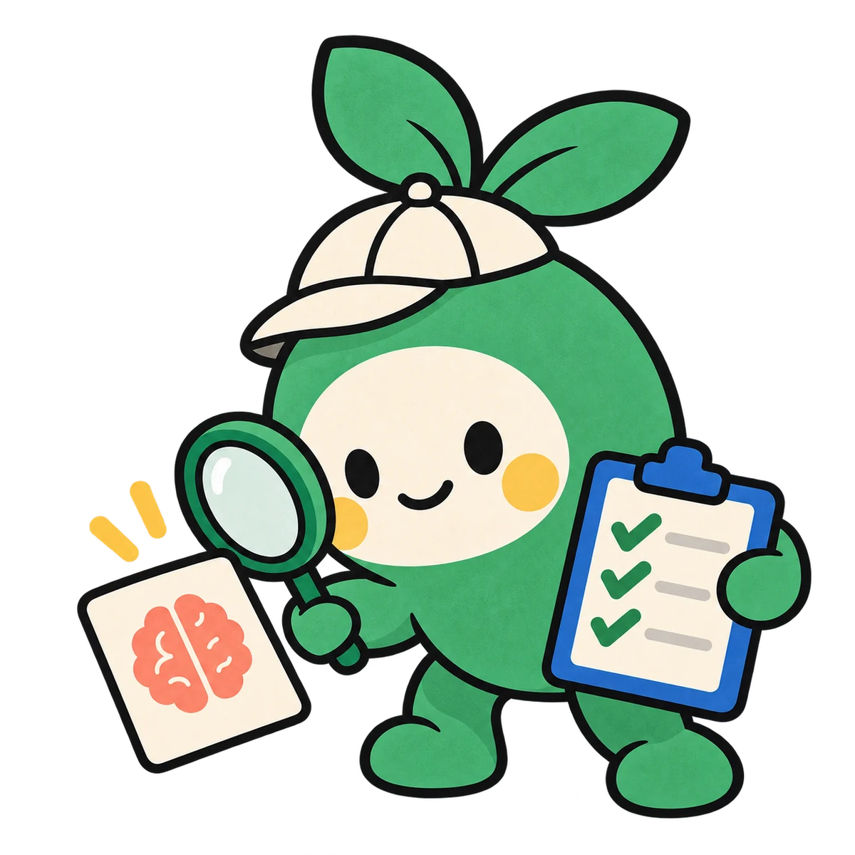 The Syllabloom companion checking a weak topic with a magnifying glass