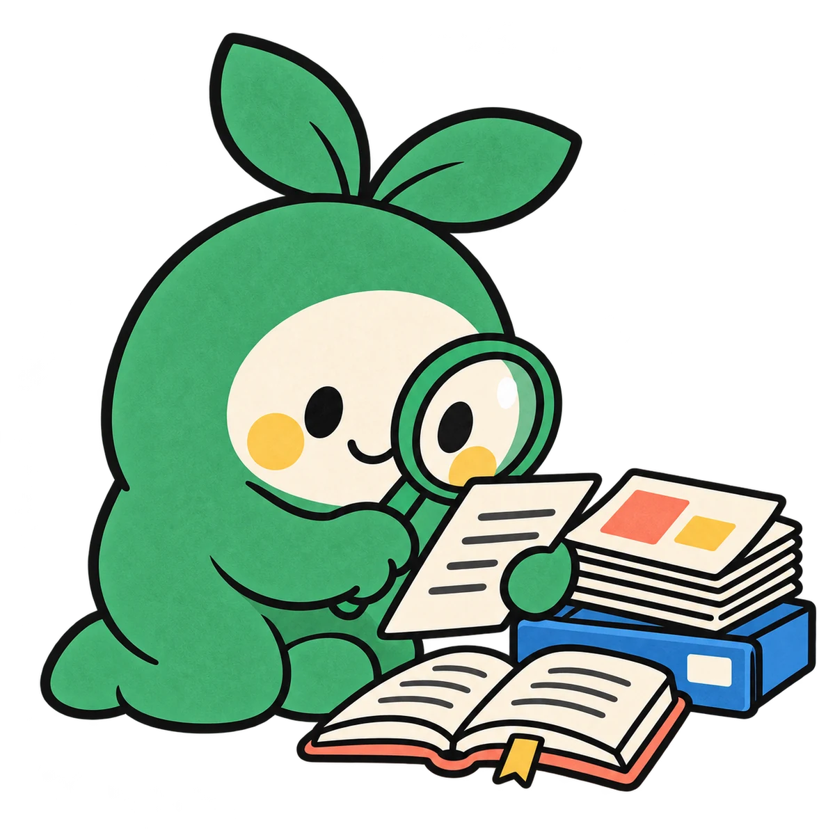 The Syllabloom companion checking a course source with a magnifying glass